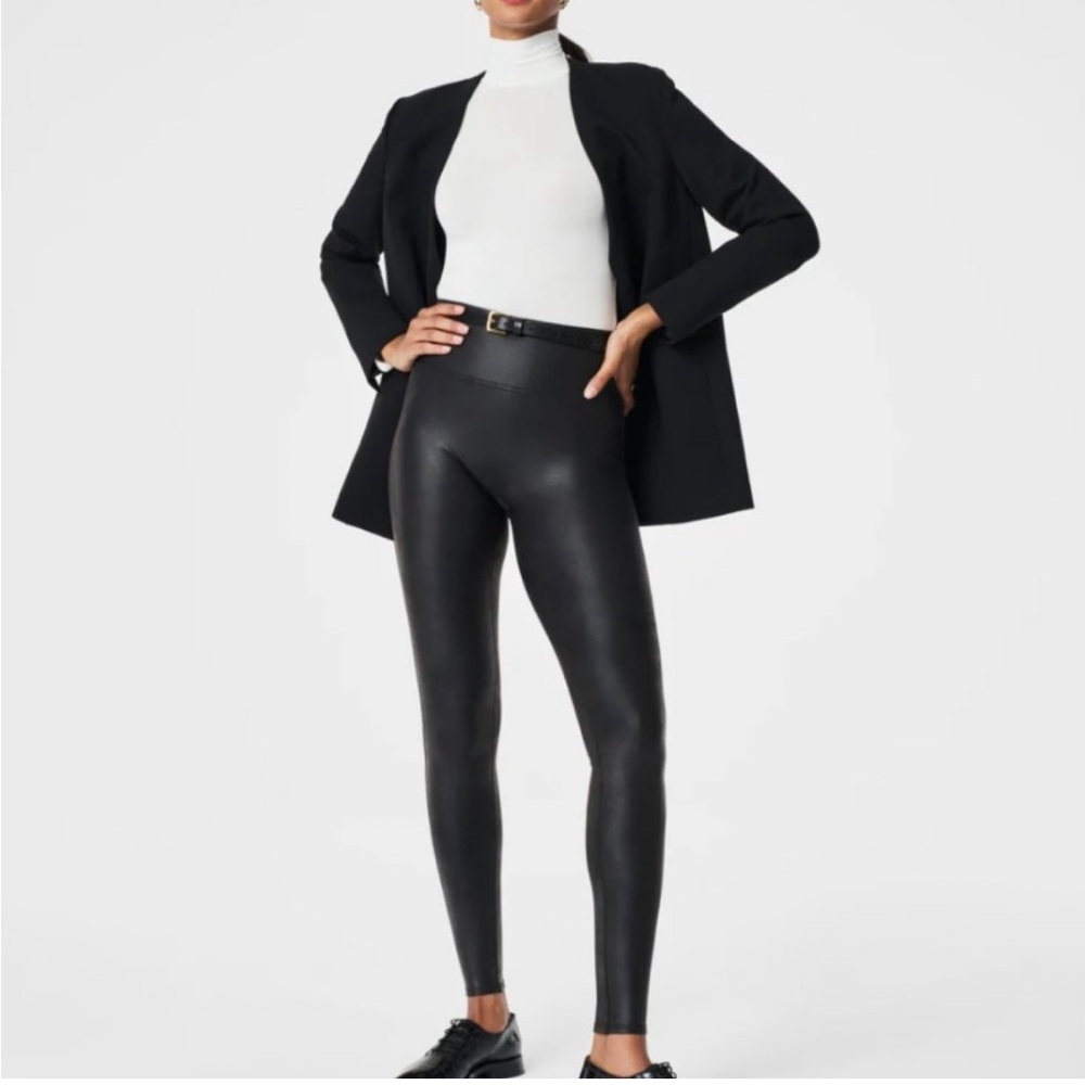 SPANX Faux Leather Legging Large Petite Very Black